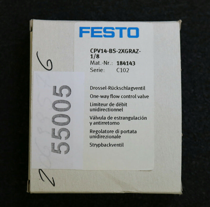 FESTO Drosselrückschlagventil One-way flow control valve CPV14-BS-2XGRAZ-1/8