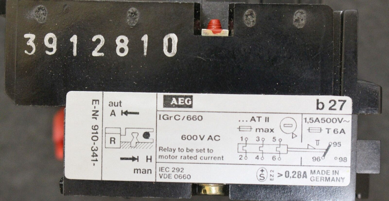 AEG Thermisches Überstromrelais b27 1,2-1,8A Thermal overload relay 910-341-227