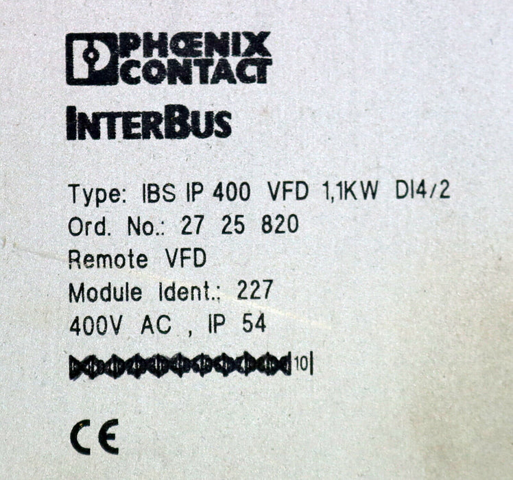 PHOENIX CONTACT Frequenzumformer IN/OUT IBS VFD 1,1KW 400VAC No. 2725820 E: 09