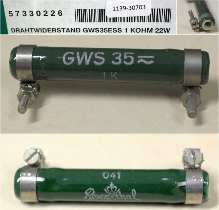 ROSENTHAL RIG-Widerstand 1kOhm No.041 - GWS 35E~ - 22 W - Gesamtlänge 61mm