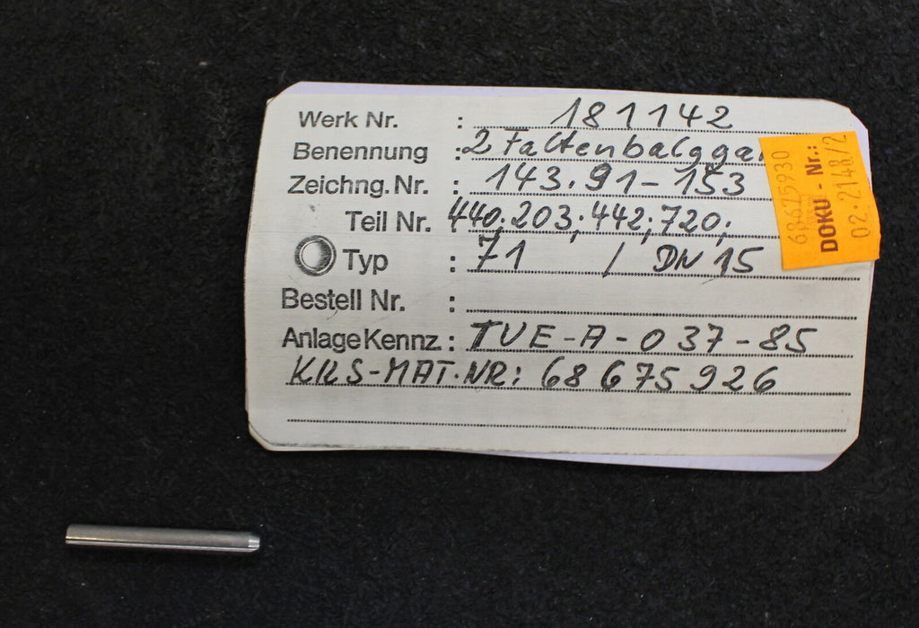 VAG Faltenbalggarnitur 181142 fürDurchgangs-Kleinventil DN15 PN50 Teil 440, 203,