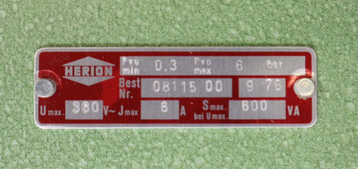 HERION Differenzdruckschalter 0811500 0,3 - 6bar - Bauform 7D - Umax=380V - 1Stk