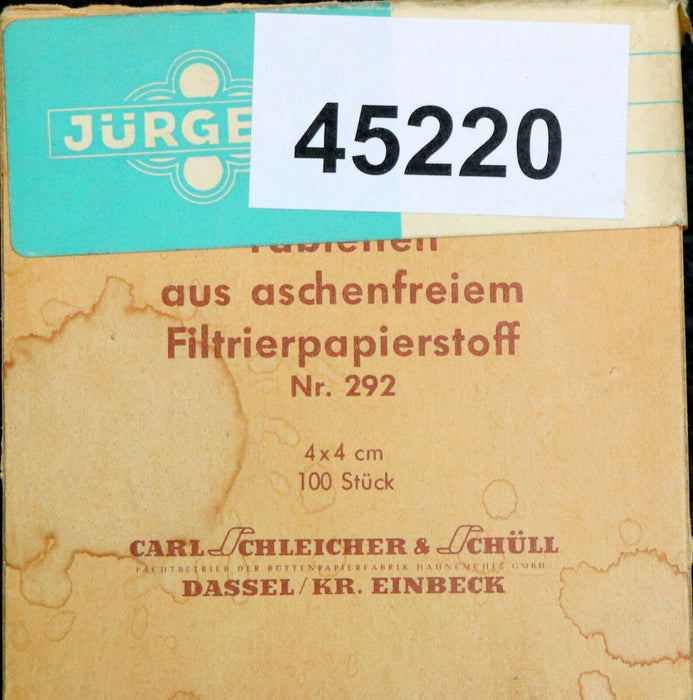 SCHLEICHER & SCHUELL 160Stk Tabletten aschefreier Filtrierpapierstoff Nr. 292