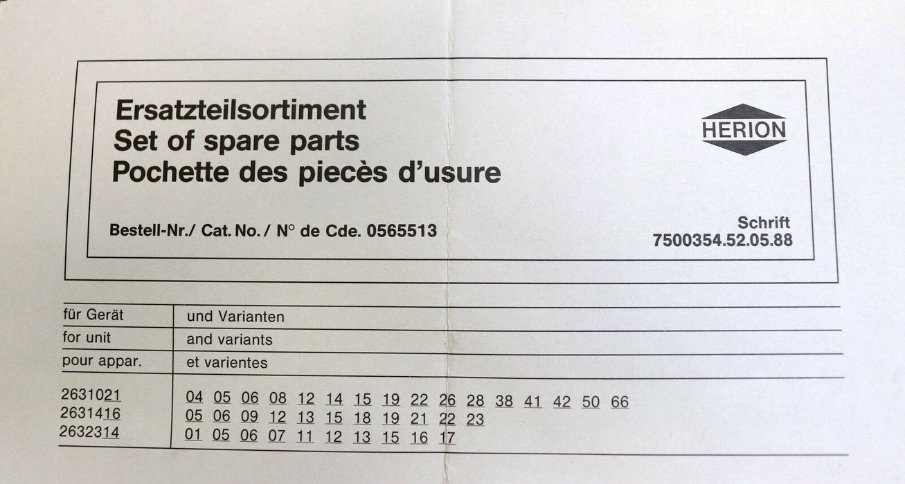 HERION Ersatzteilsortiment Repair Kit 5/2-Wege-Magnetventil Bestell-Nr. 0565513