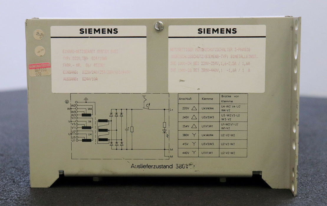 SIEMENS Einbau-Netzgerät System SVS2 6EV 1337-5AK D220, 380 G24/10WG