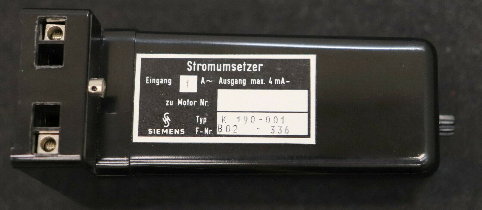 SIEMENS Stromumsetzer Stromumformer K 190-001 Eingang 1A~