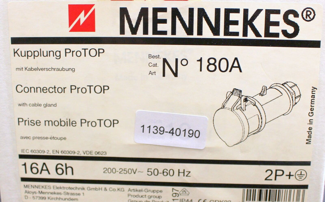 MENNEKES 5 Kupplungen 16A ProTop mit Kabelverschraubung No. 180A
