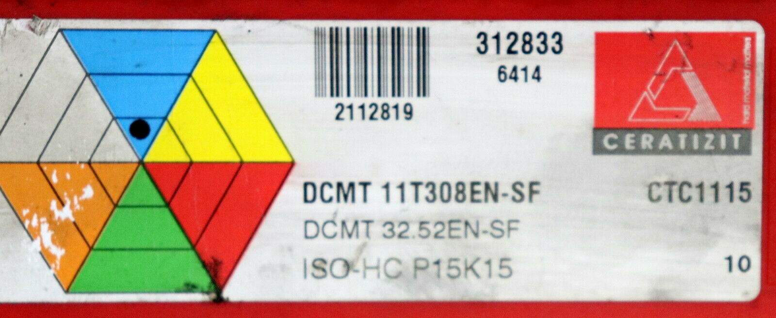 CERATIZIT 10 Stück Wendeplatten DCMT 11T308EN-SF DCMT 32.52EN-SF ISO-HC P15K15