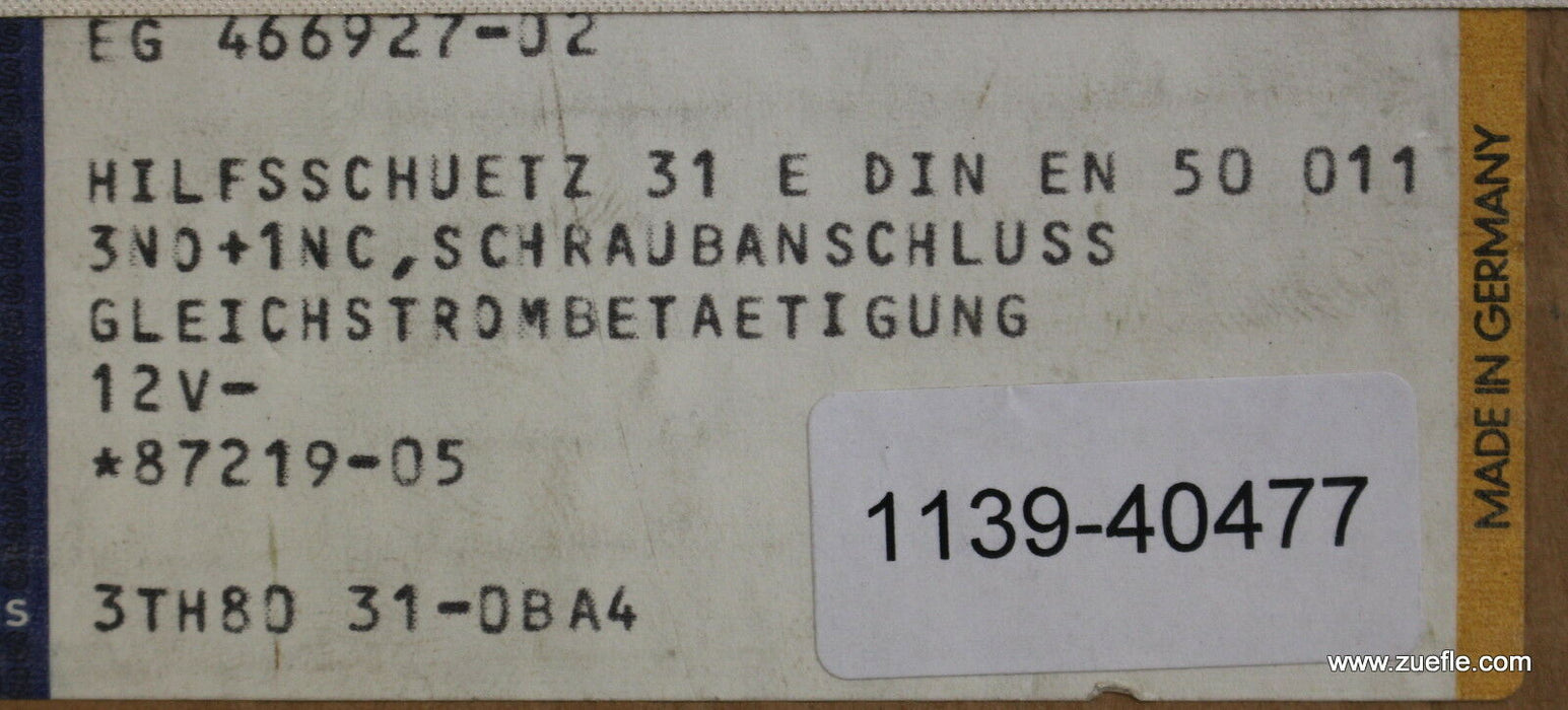 SIEMENS Hilfsschütz control relay 3TH8031-OBA4 Us = 12VDC 3NO