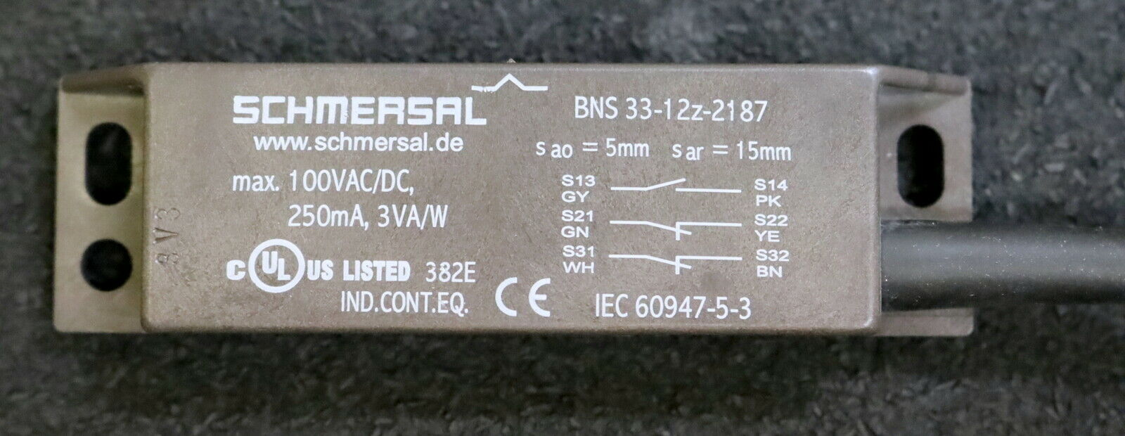 SCHMERSAL Sicherheitssensor BNS 33-12z-2187 250mA Kabellänge 2m unbenutzt