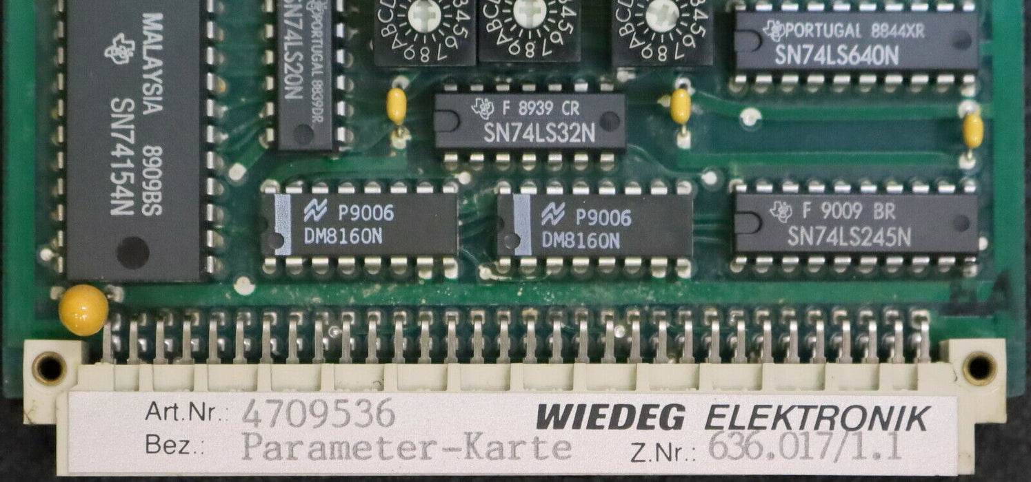 WIEDEG / KLINGELNBERG Parameter-Karte Art.Nr. 4709536 Z.Nr. 636.017/1.1