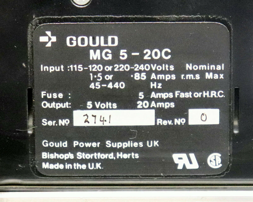 GOULD POWER SUPPLY MG 5-20C Input 115-120VAC or 220-240VAC 1,5 / 0,85A 45-440Hz