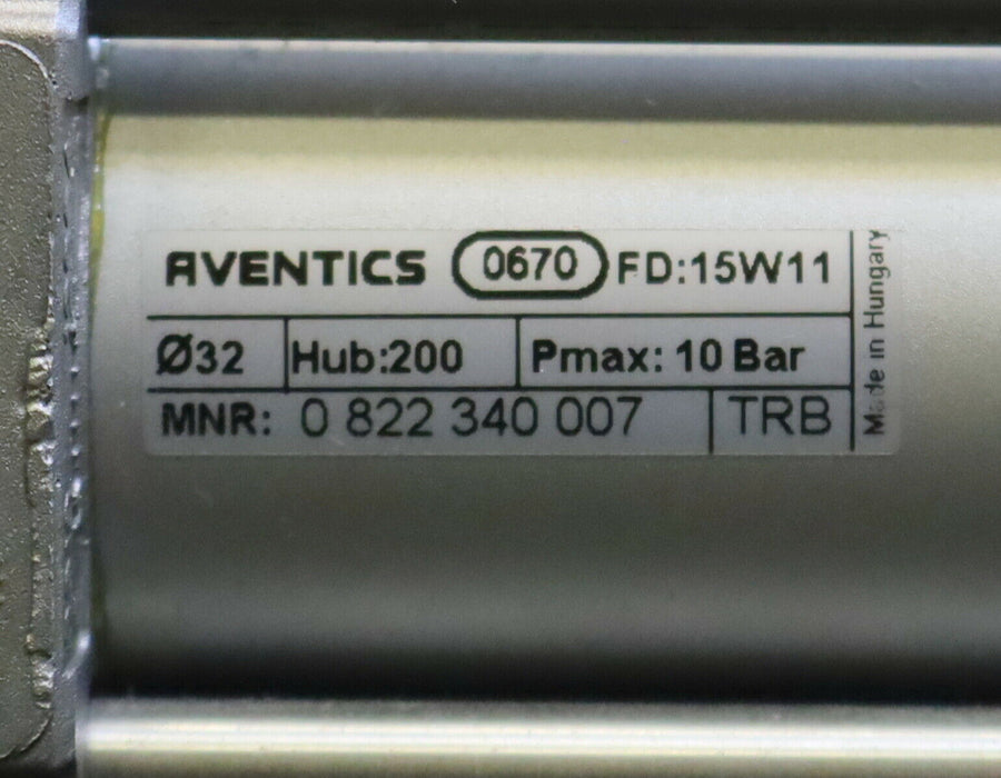 AVENTICS Pneumatikventil Zuganker-Zylinder Typ 0822340007 KolbenØ 32mm Hub 200mm