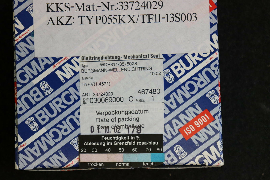 BURGMANN Wellendichtring WDR311-35/50x8 Werkstoff T5 + Edelstahl Ø 50/35 x 8mm
