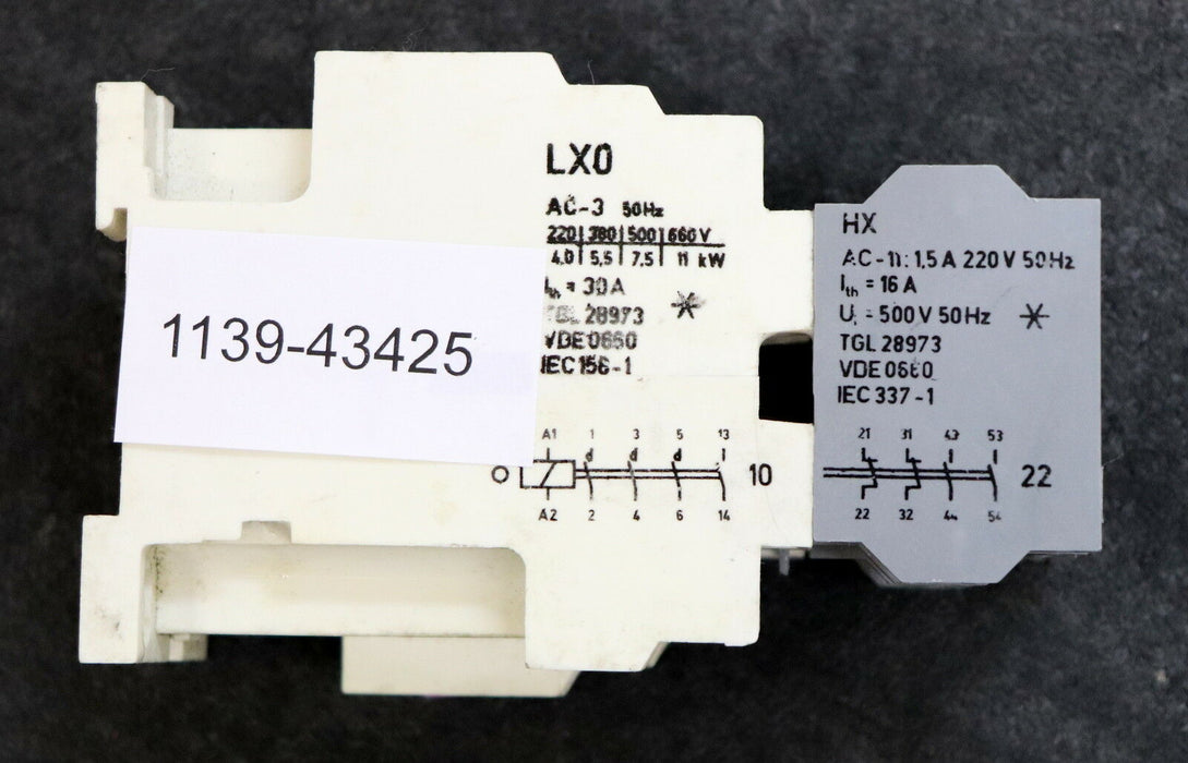 RAW KAW DDR Leistungsschütz LX0 + HX TGL 28973 Steuerspannung 24VAC 50Hz Ith=30A