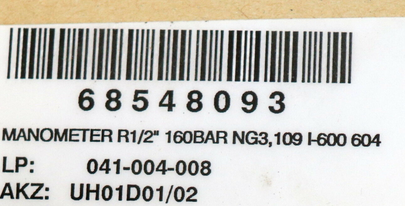 WIKA Präzisionsmanometer 0-160bar Anschluss R 1/2" Skalen- Ø 64mm - Klasse: 1,6