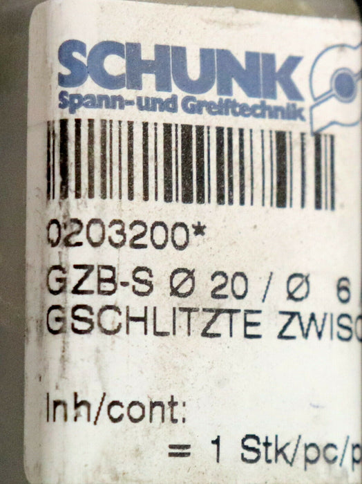 SCHUNK geschlitzte Zwischenbüchse GZB-S Ø 20/Ø 6 Nr. 0203200 Gesamtlänge 52,5mm