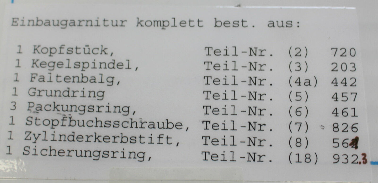 VAG Faltenbalggarnitur 25715/4 fürDurchgangs-Kleinventil DN15 Teil 720, 203,442,