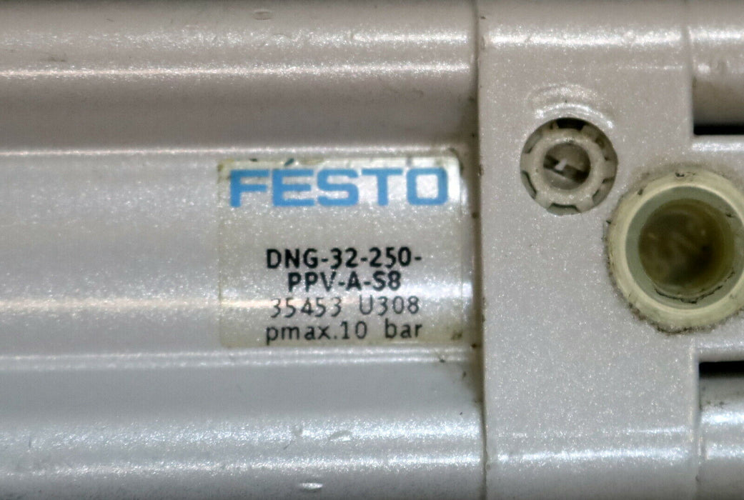 FESTO Pneumatikzylinder DNG-32-250-PPV-A-S8 Nr. 35453 pmax= 10bar Kolben-Ø 32mm