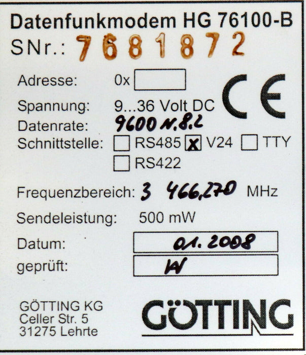 GÖTTING Daten-Funkmodem HG761-B Spannung 9-36VDC Schnittstelle V24 + HG75430-B