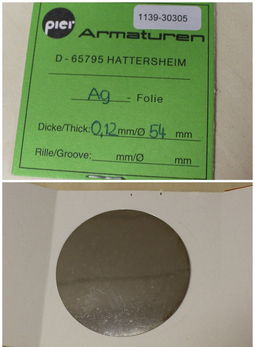 PIER Armaturen DN25/50 Ag-Folie D= 54 mm x 0,12mm Dicke aus Silber Ag 1 Stk