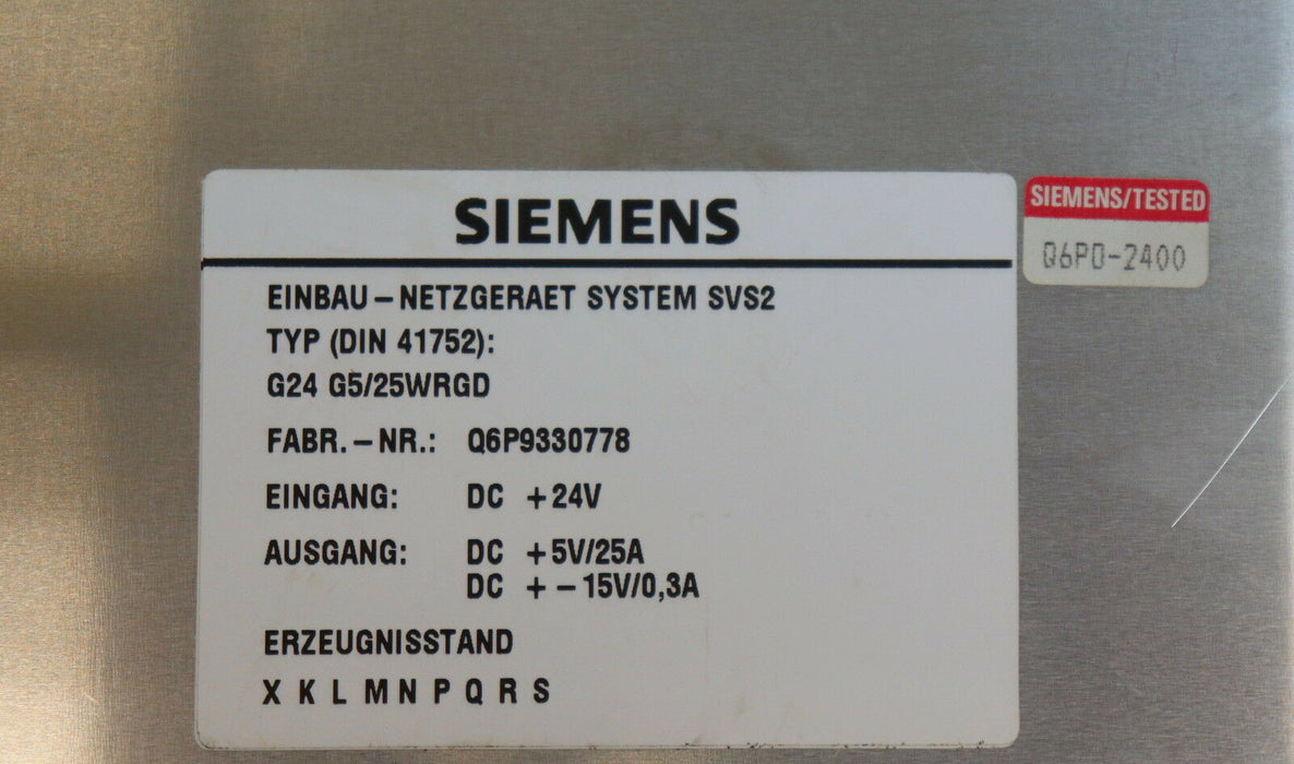 SIEMENS SINUMERIK Einbau-Netzgerät 6EV3054-0GC Erzeugnisstand XKLMNPQRS