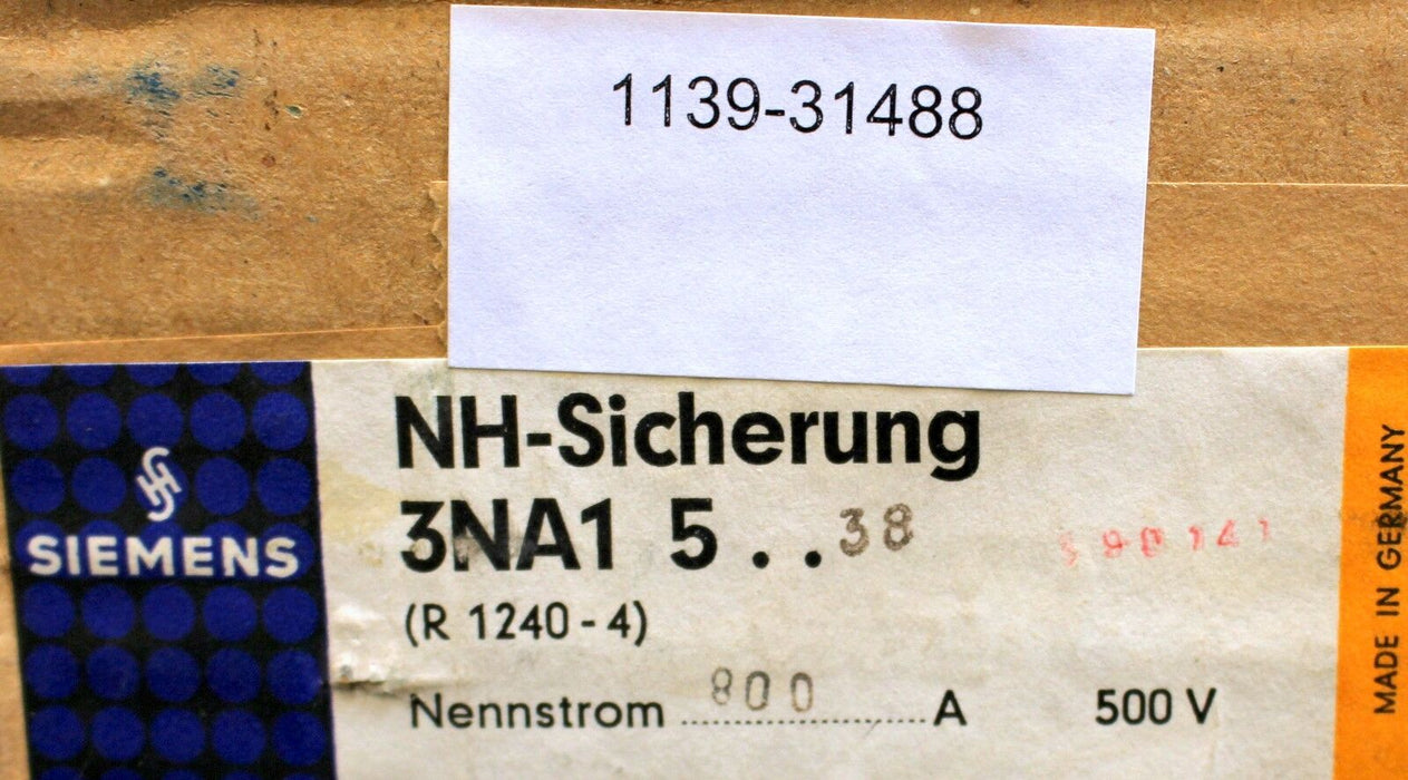 SIEMENS NH-SicherungseinsatzType 3NA1538 3-800A-500V Gr.3 mit Schlagvorrichtung