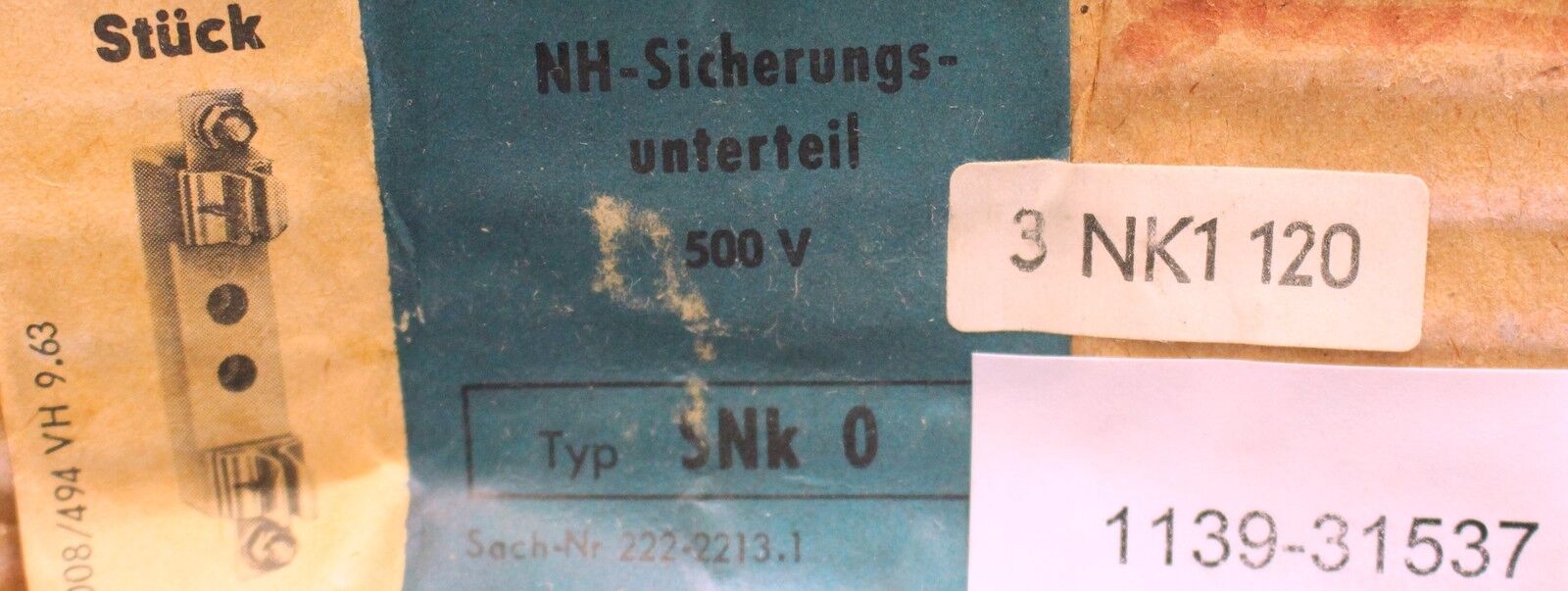 SIEMENS NH-Sicherungsunterteil Type 3NK1120 - 1-polig - Gr. 0 - 160A - 690V