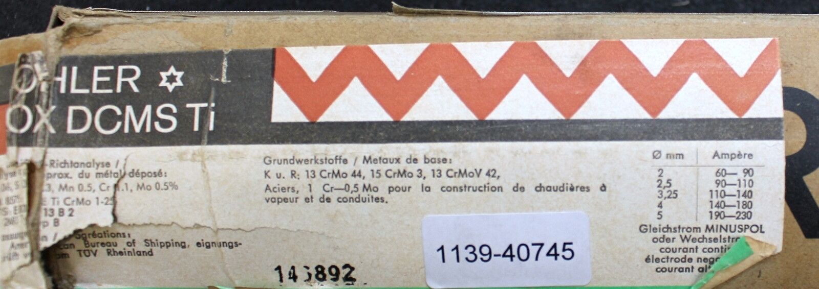 BÖHLER 130 Schweisselektroden FOXDCMS Ti 3,25 x 350 Art.Nr.146802 140 Stück in d