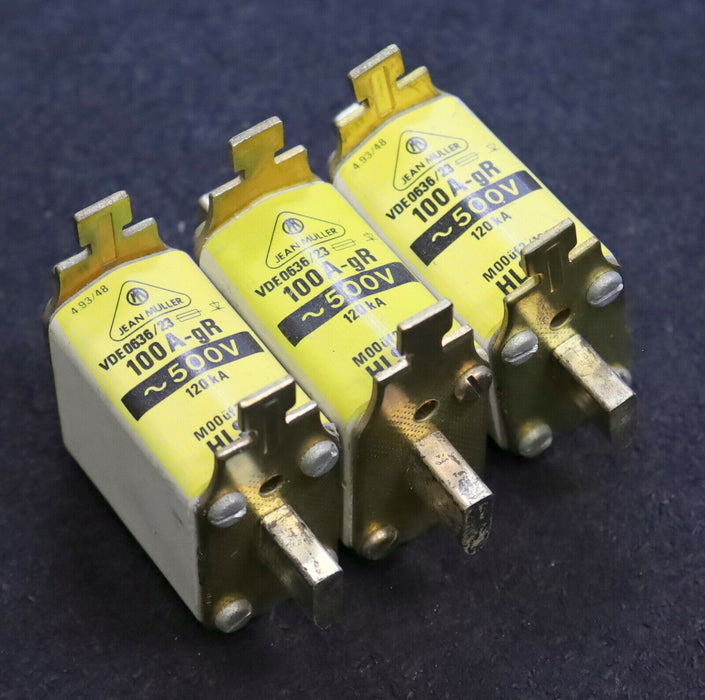 JEAN MÜLLER 3x NH-Sicherungseinsatz fuse-link HLS00 M00üf2/100 Betriebsklasse gR