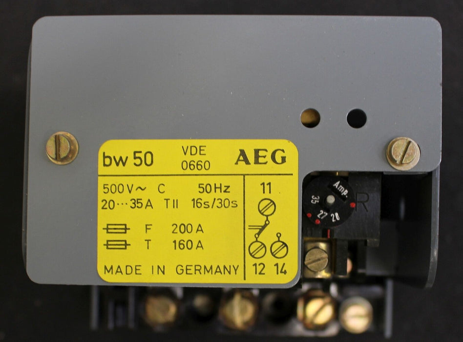 AEG Thermischer Überstromauslöser Typ bw 50 20-35A 16/30s E-Nr. 910-341-687 50Hz