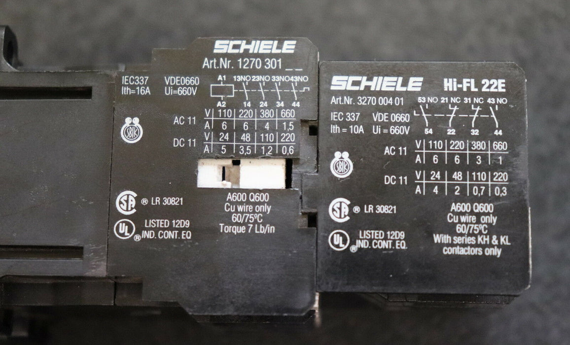 SCHIELE Schütz + Kontaktblock KH05-40E Art.-Nr. 1270301 + Hi-FL 22E