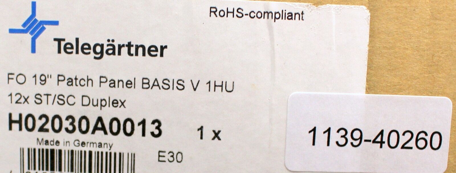 TELEGÄRTNER Spleissbox LWL Rangierverteiler H02030A0013 FO 19“ - V 1HU 12x ST/SC