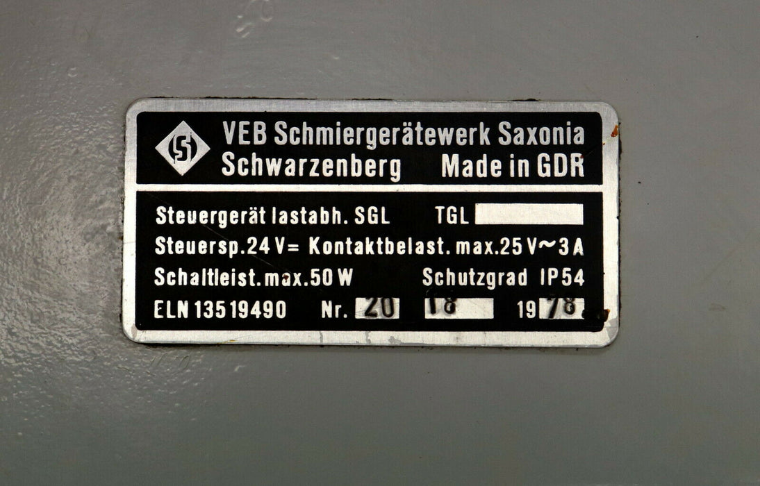 VEB SCHMIERGERÄTEWERK SAXONIA DDR Impulszähler ELN 13519490 Nr. 20 18