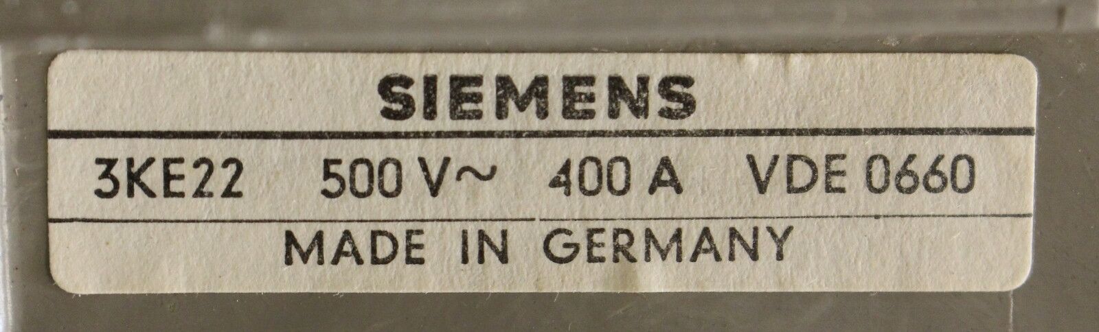 SIEMENS Lasttrennschalter 3KE2230-0DA Nennstrom: 400A - Bestell-Nr: 3KE2230-0DA