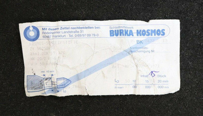 BURKA-KOSMOS 15 Stück Schleifstifte Profiprodukte für Stahlguss ZY 50258x30