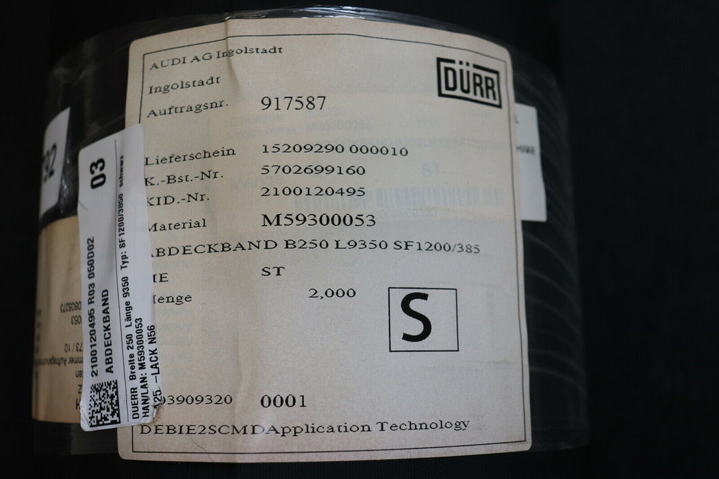 FORBO SIEGLING / DÜRR Transportgurt Abdeckband SF1200/385 Abmaße 9350x250mm