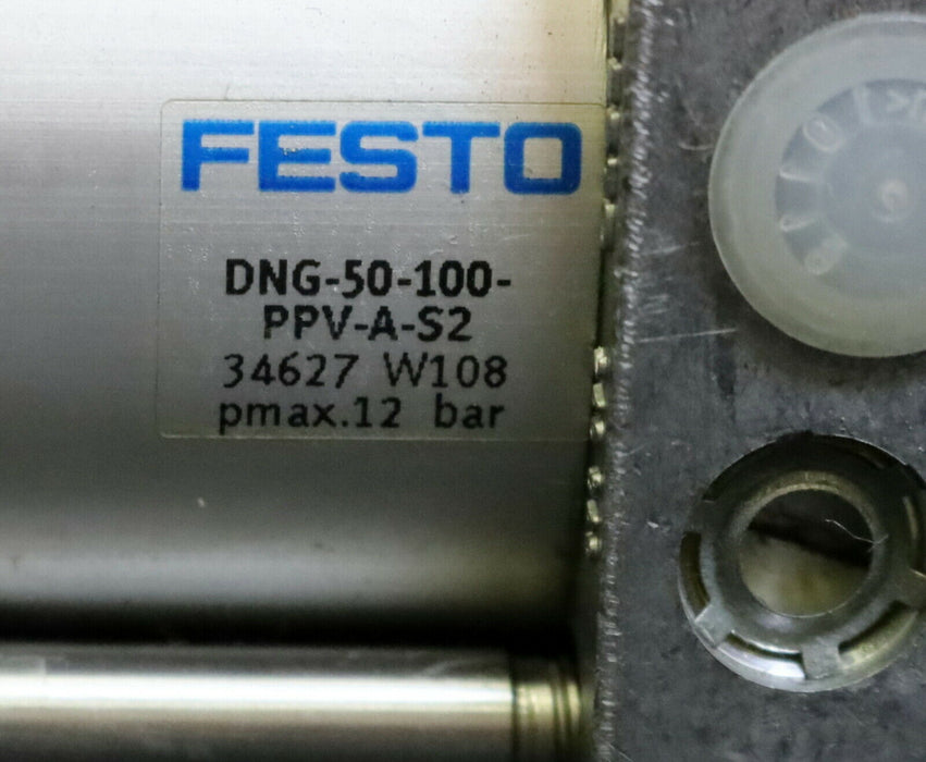 FESTO Pneumatikzylinder DNG-50-100-PPV-A-S2 Art.Nr. 34627 doppelwirkend - 12bar