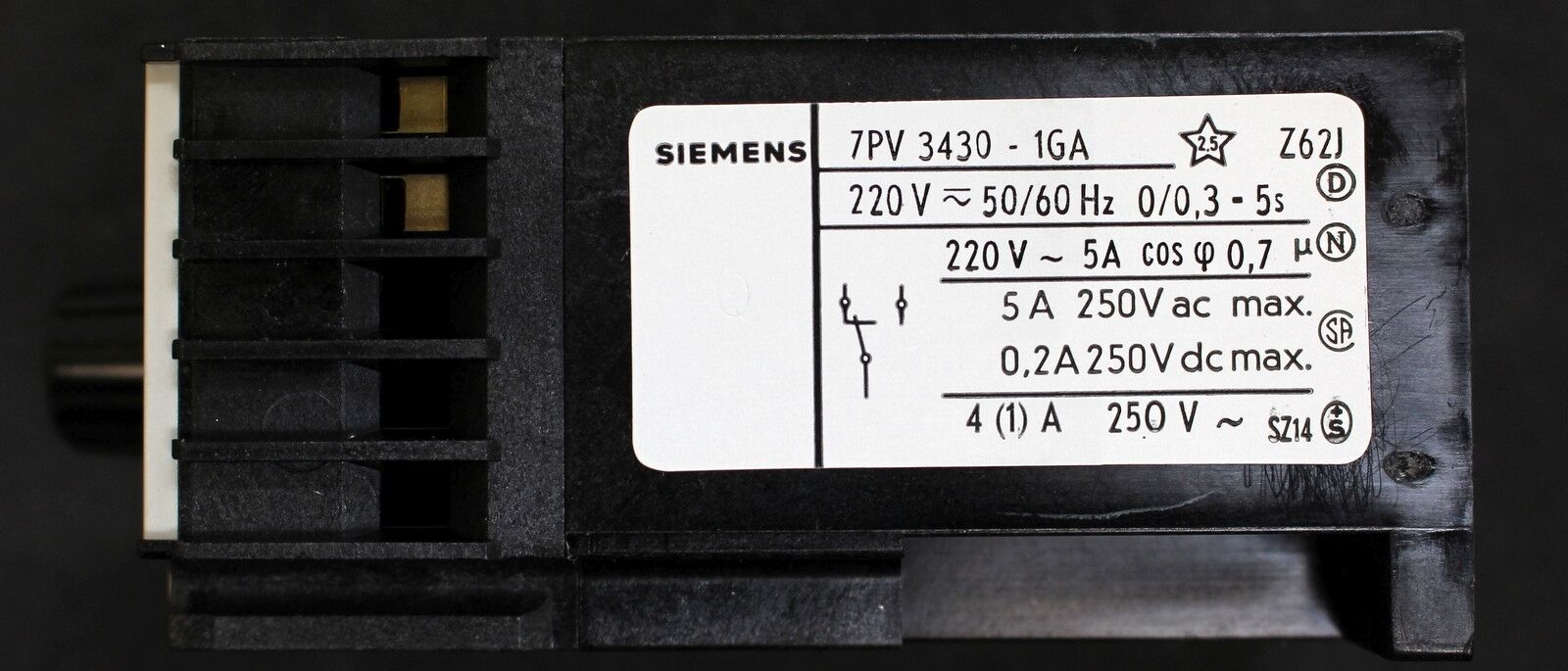 SIEMENS Elektronisches Zeitrelais 7 PV 3430-1GA 220V 50/60Hz t=0/0,3-5s