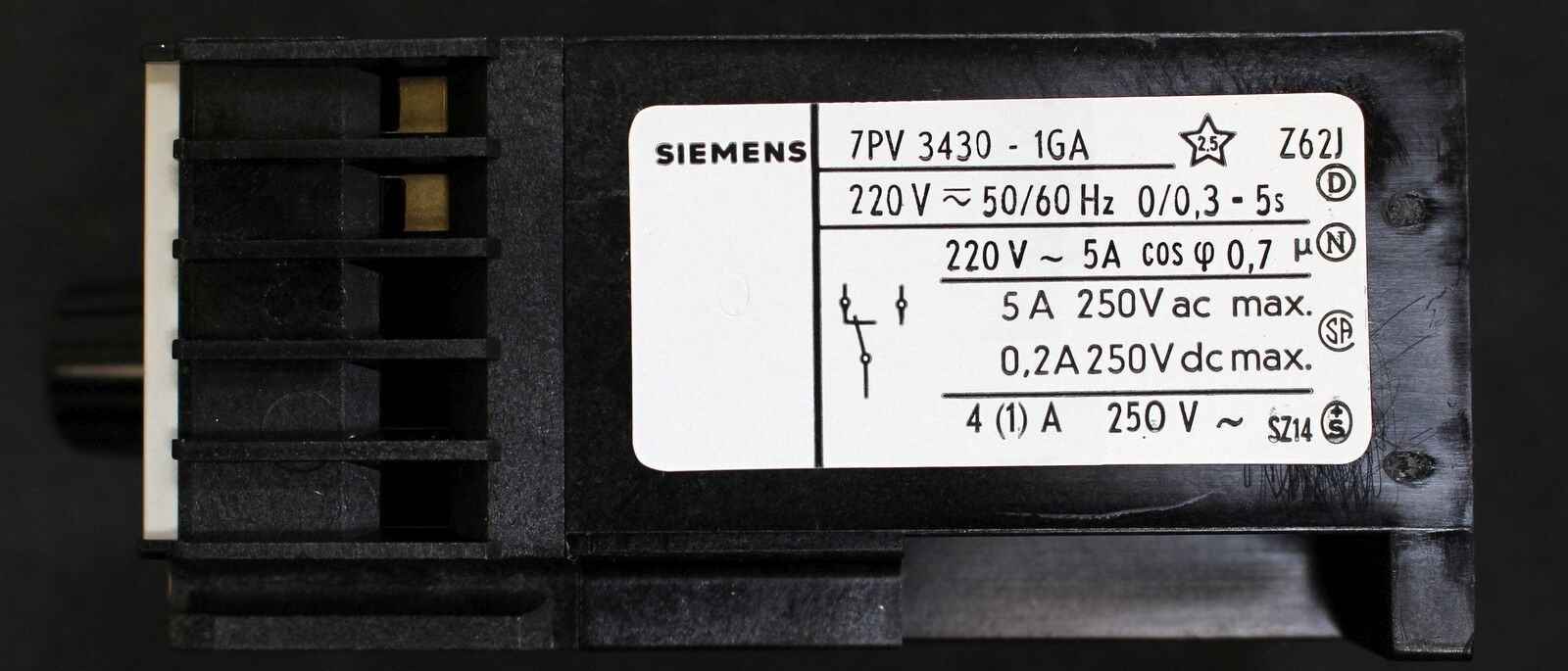 SIEMENS Elektronisches Zeitrelais 7 PV 3430-1GA  220V 50/60Hz t=0/0,3-5s