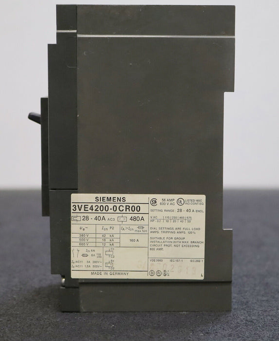 SIEMENS Motorschutzschalter 3VE4200-0CR00 28-40A - gebraucht
