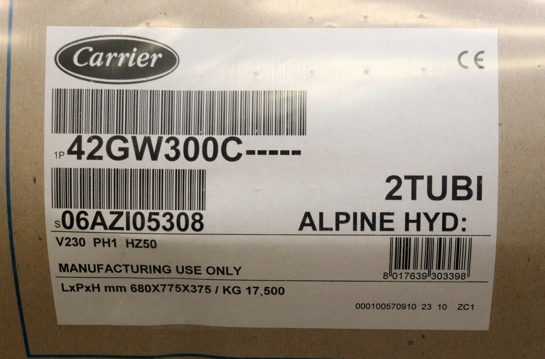 CARRIER Kaltwasserklimagerät Deckeneinbaukassette 42GW300C 2TUBI Alpine HYD.