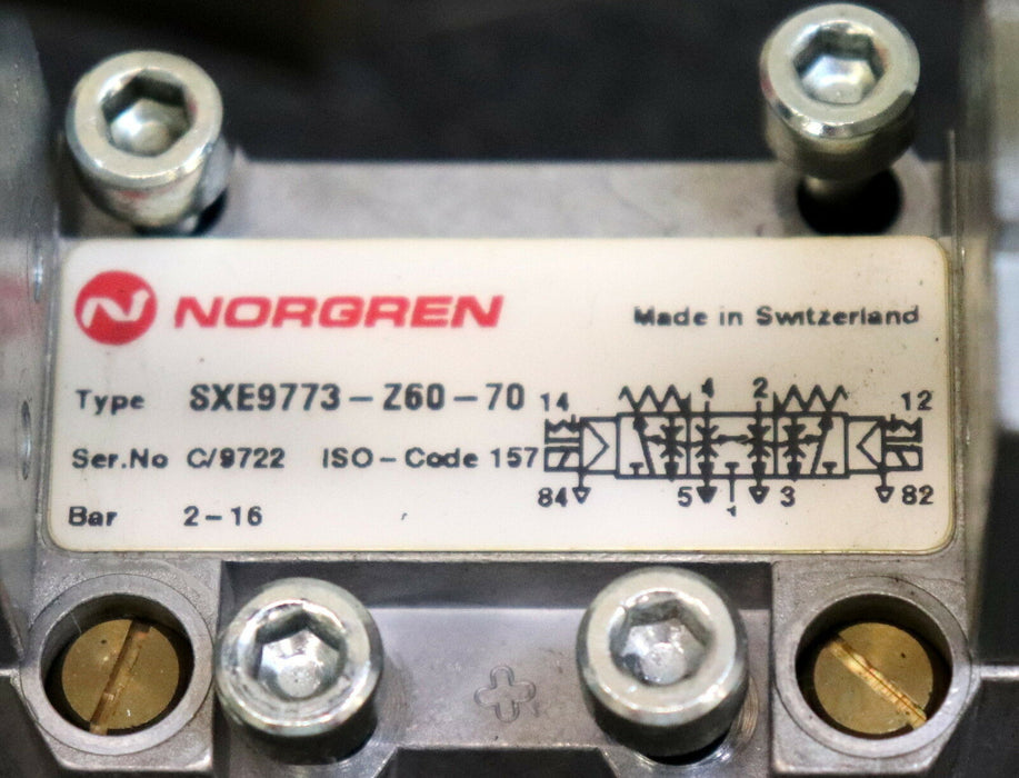 NORGREN Pneumatikventil Grundplattenventil SXE9773-Z60-70 Serial-No. C/9722 2-16
