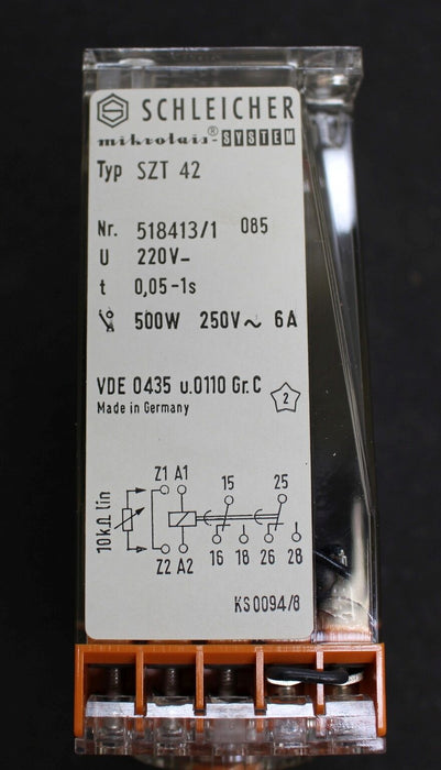 SCHLEICHER Elektronisches Zeitrelais SZT 42 - 220V - t=0,05-1s - Nr. 518413/1