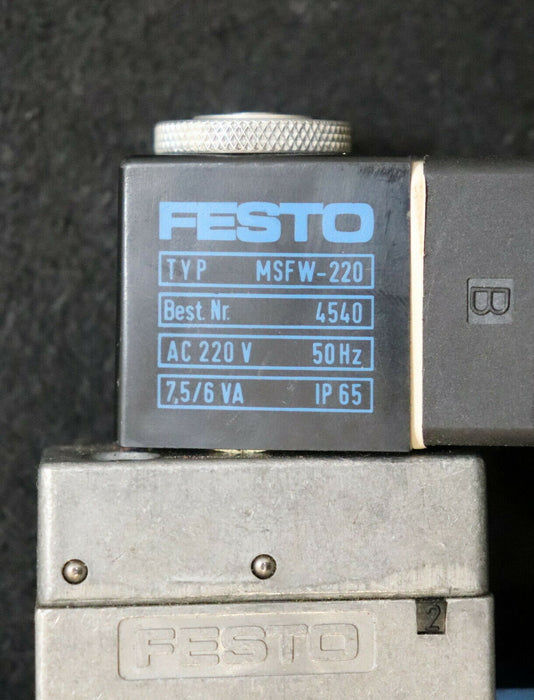 FESTO DIDACTIC Ventil MSFW-220 (4520) + MOFH-3-1/8 (7877) - gebraucht