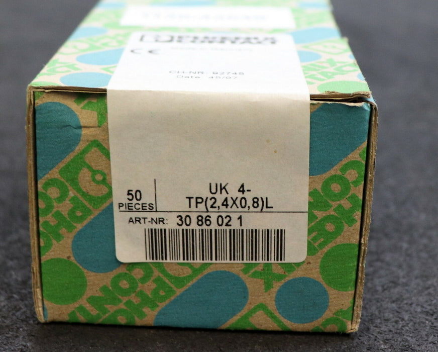 PHOENIX CONTACT 50 Stück FEED Durchgangsklemme UK 4-TP(2,4x0,8)L 3086021 Grau