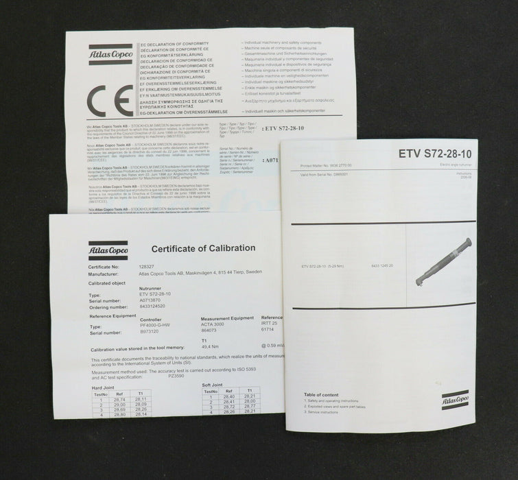 ATLAS COPCO Elektro-Winkelhandschrauber No. ETV-S72-28-10 CTADS PF4000-G-HW