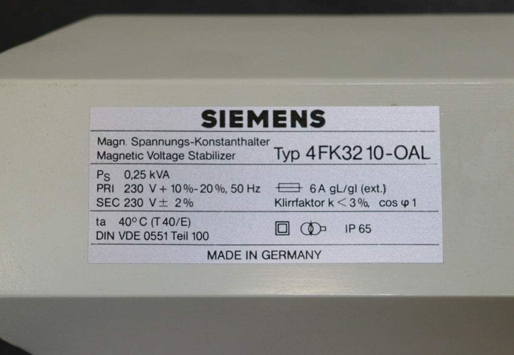 SIEMENS Spannungs-Konstanthalter 4FK3210-0AL 0,25kVA 230/230V EMKV 40071006