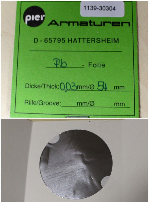 PIER Armaturen DN40/40 Pb-Folie D= 54 mm x 0,03mm Dicke aus Blei Pb 1 Stk