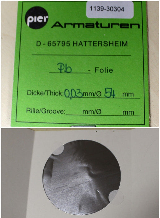 PIER Armaturen DN40/40 Pb-Folie D= 54 mm x 0,03mm Dicke aus Blei Pb 1 Stk